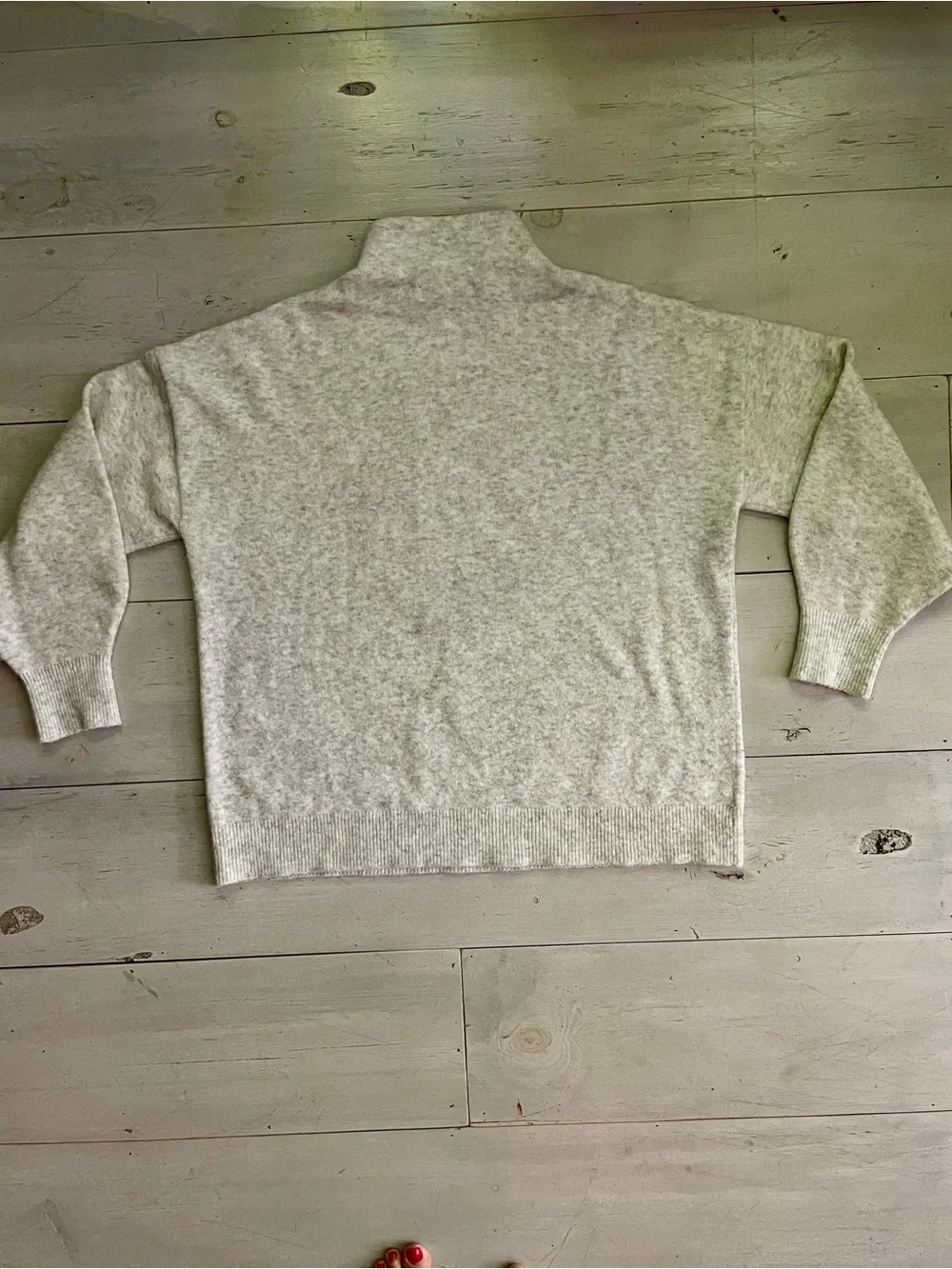 LOFT Light Heather Gray Cats Yin Yang Cozy Wool Blend Sweater Sz XL Mock T-Neck